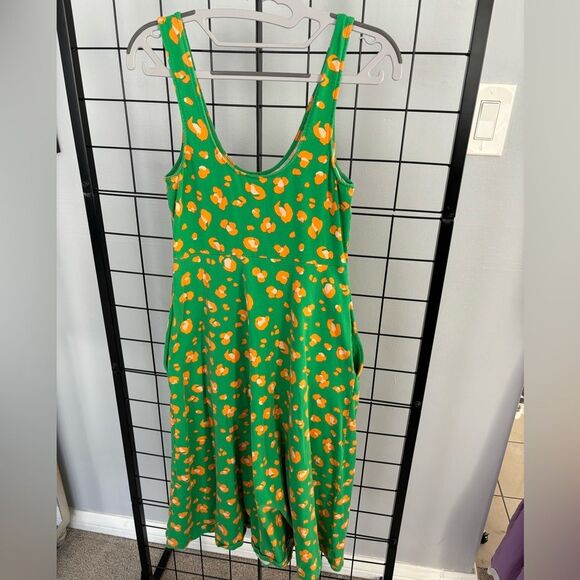 Tabitha Brown x Target Vibrant Green Sleeveless Dress w/Orange Cheetah Print EUC - Picture 6 of 7
